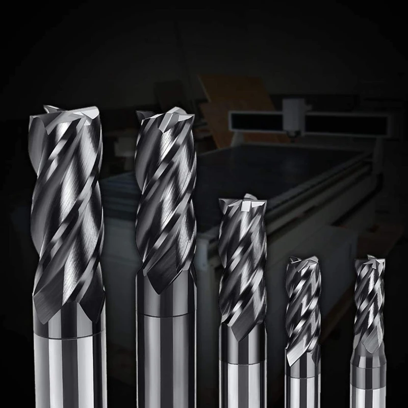 8 шт. набор фрез из карбида вольфрама с 4 слотами фреза прямым хвостовиком ЧПУ 2-12