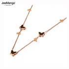 Очаровательное колье JeeMango, из нержавеющей стали, с подвеской в виде бабочки, ювелирные изделия, розовое золото, свадебное ожерелье для женщин, подарок, JN20067, 7 шт.