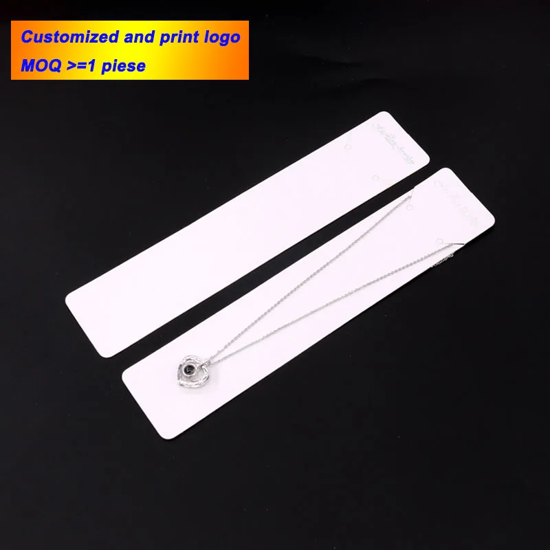 

50pcs/lot 4*19 White Paper Necklace Display Necklace Packing Gift Card Jewelry Holder Accessories Jewellery Packaging Card