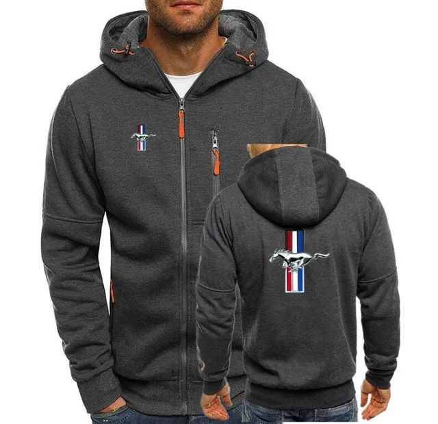 Мужская толстовка на молнии с капюшоном Mustang теплая в стиле хип-хоп осень и зиму |