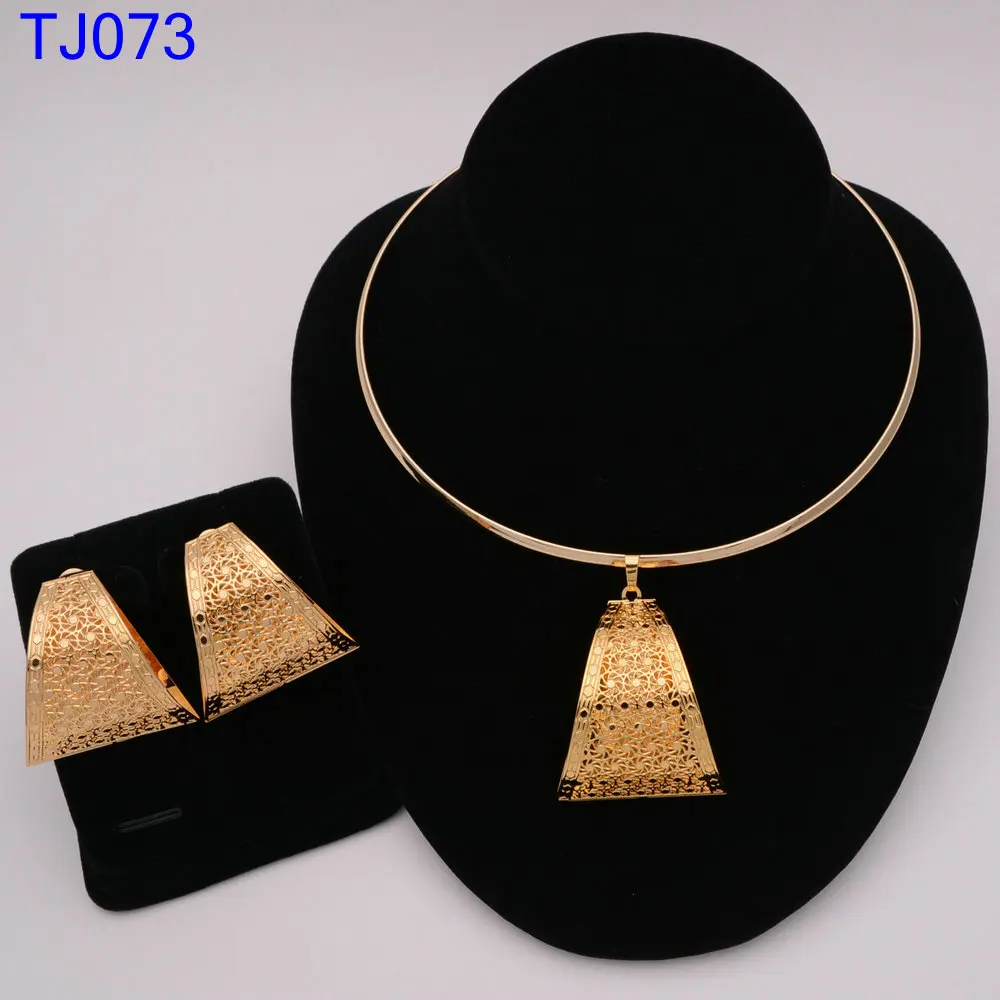 

New Dubai Gold Jewelry Sets for Women Indian Jewelry African Wedding Bridal Gift Necklace Earrings set Wholesale