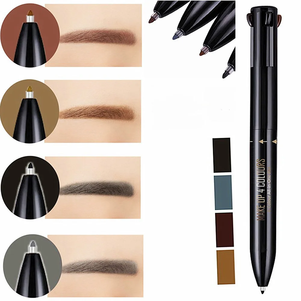 4 в 1 темно коричневая ручка для бровей автоматическая Стойкая подводка глаз губ