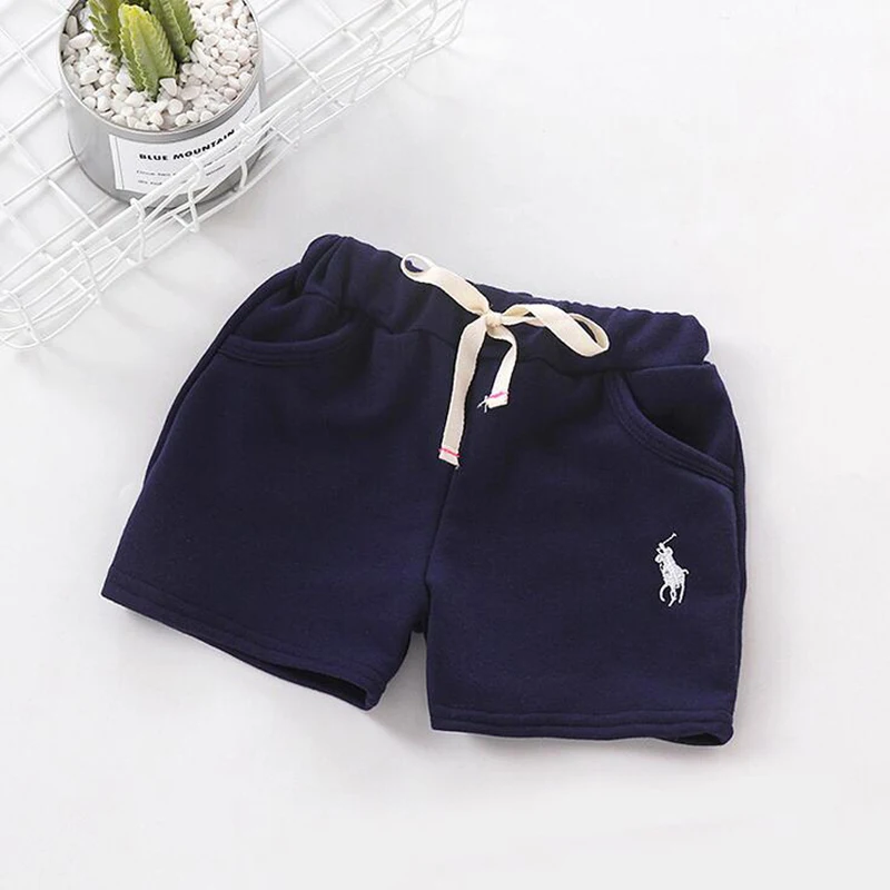 Summer Fall Kids Children Pants Tee Unisex Baby Boy C Girl Clothes Solid Embroidery Kid Cotton Mid Elastic Waist Shorts Trousers | Мать и