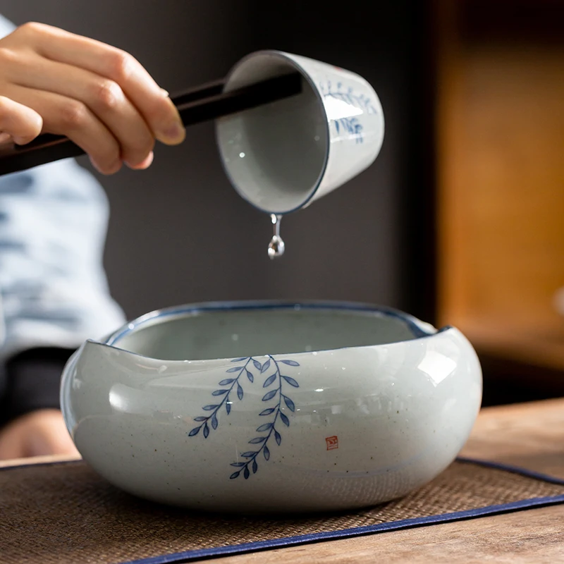 

Antique Hand-painted Tea Wash Bowl Large Household Water Ceramic Tea Wash Cup Utensils Tasse A The Celadon Teaware DH50CX
