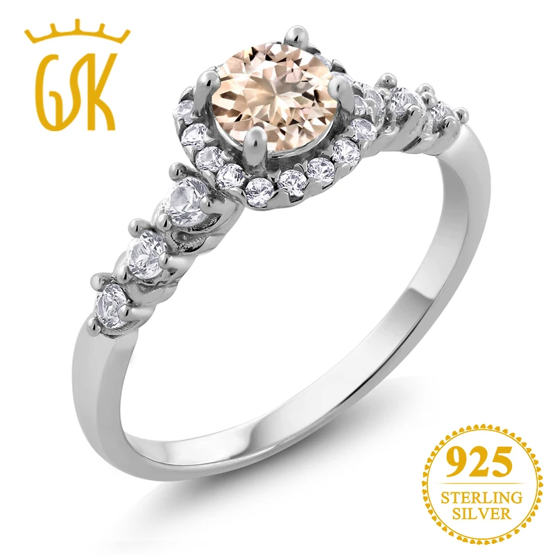 GemStoneKing 0 82 Ct КРУГЛЫЙ натуральный персиковый морганит создан сапфир 925