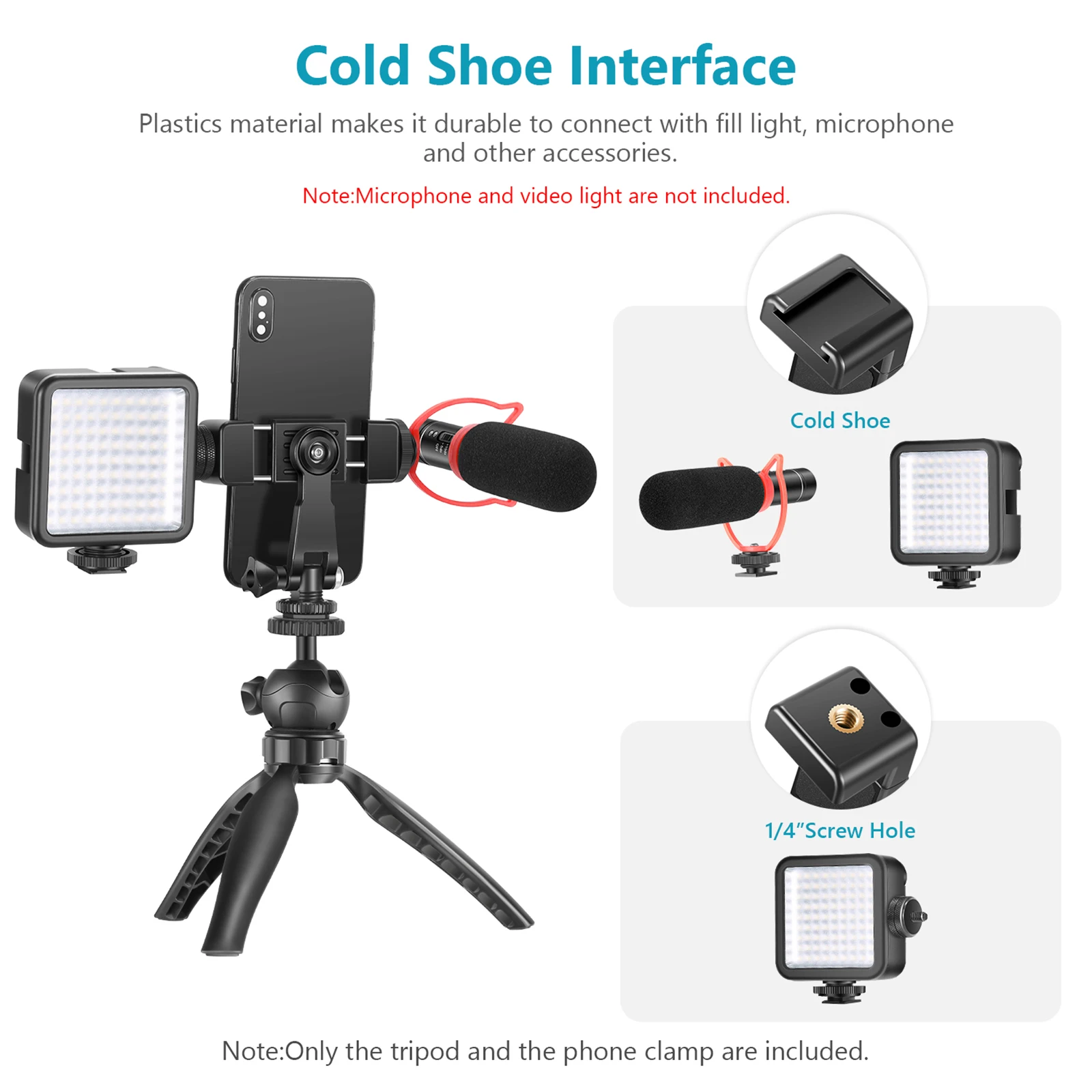 Настольный Штатив Neewer для телефона Трипод с держателем смартфона работает