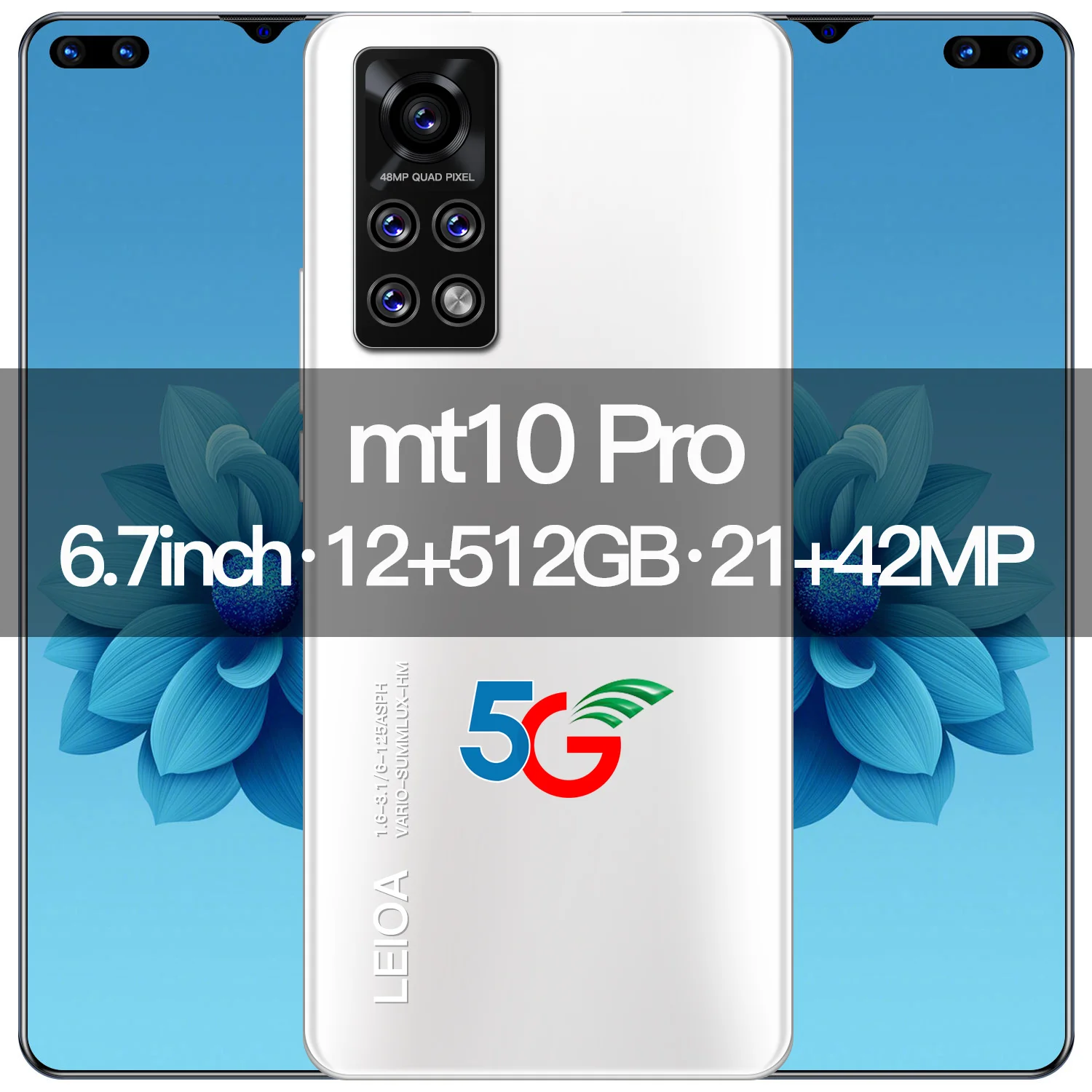 

New Arrival Mt10 Pro 2021 Smartphone 4800mAh 21+42MP 10 Core 6.7 Inch Full Screen Global Version 12+512G 5G Mobile Phone MTK6889