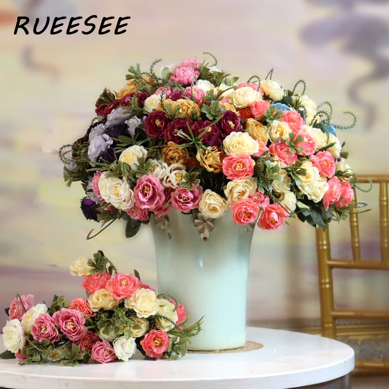 Искусственные цветы 28 см осенние листья чайная роза цветок для гостиной