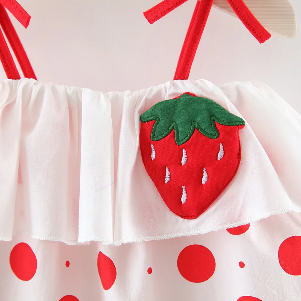 Детское платье в горошек с оборками на бретельках принцессы принтом Одежда для