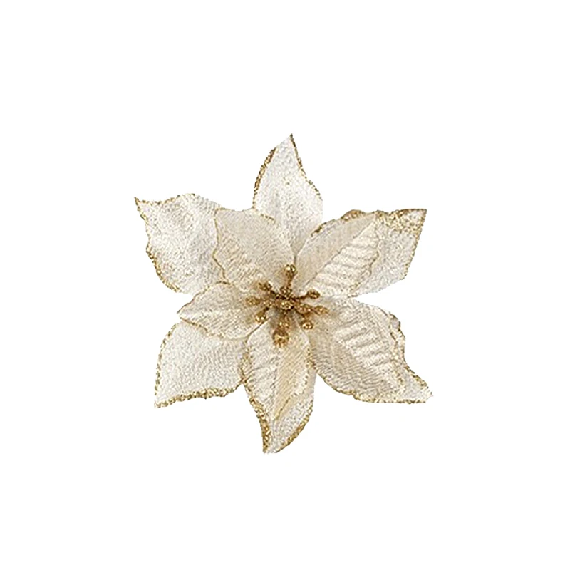 5 шт. рождественские украшения 13 см искусственные цветы блестки Poinsettia поддельные цветы для дома свадьбы Рождественская елка Декоративный цветок головы
