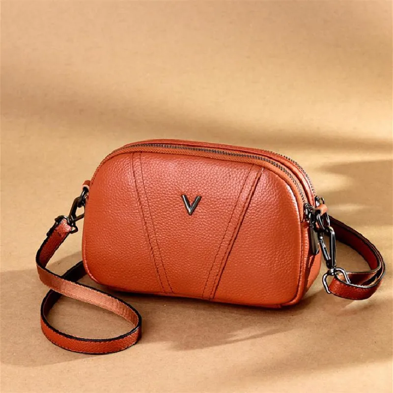 

Women's bag 2021 new fashion cross-slung leather small bag women's head layer cowhide all-match fashion one-shoulder shell bag