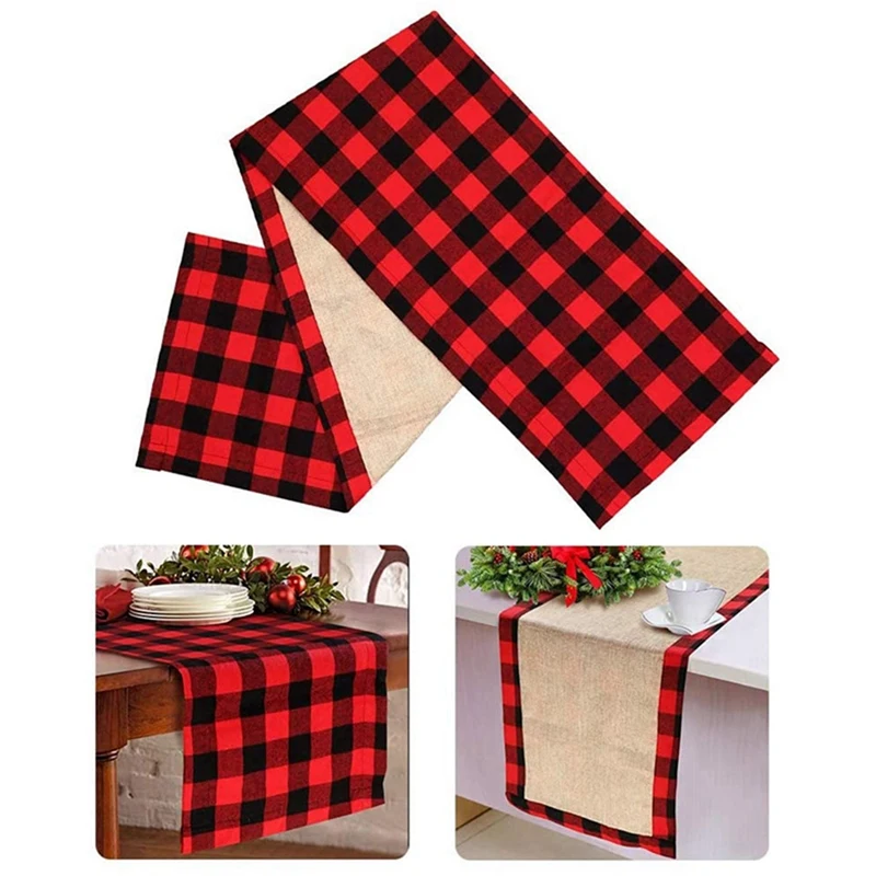 

Scene Layout Gift Pendant Red and White Transparent Painted Candy Props-Gold & Christmas Table Runner Cotton Linen