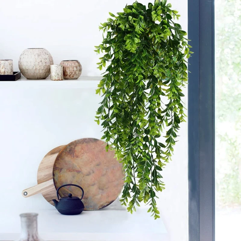 

2Pcs Artificial Trailing Plants Fake Hanging Plants Faux Foliage Greenery Plant for Garden Hanging Pot Basket Decor