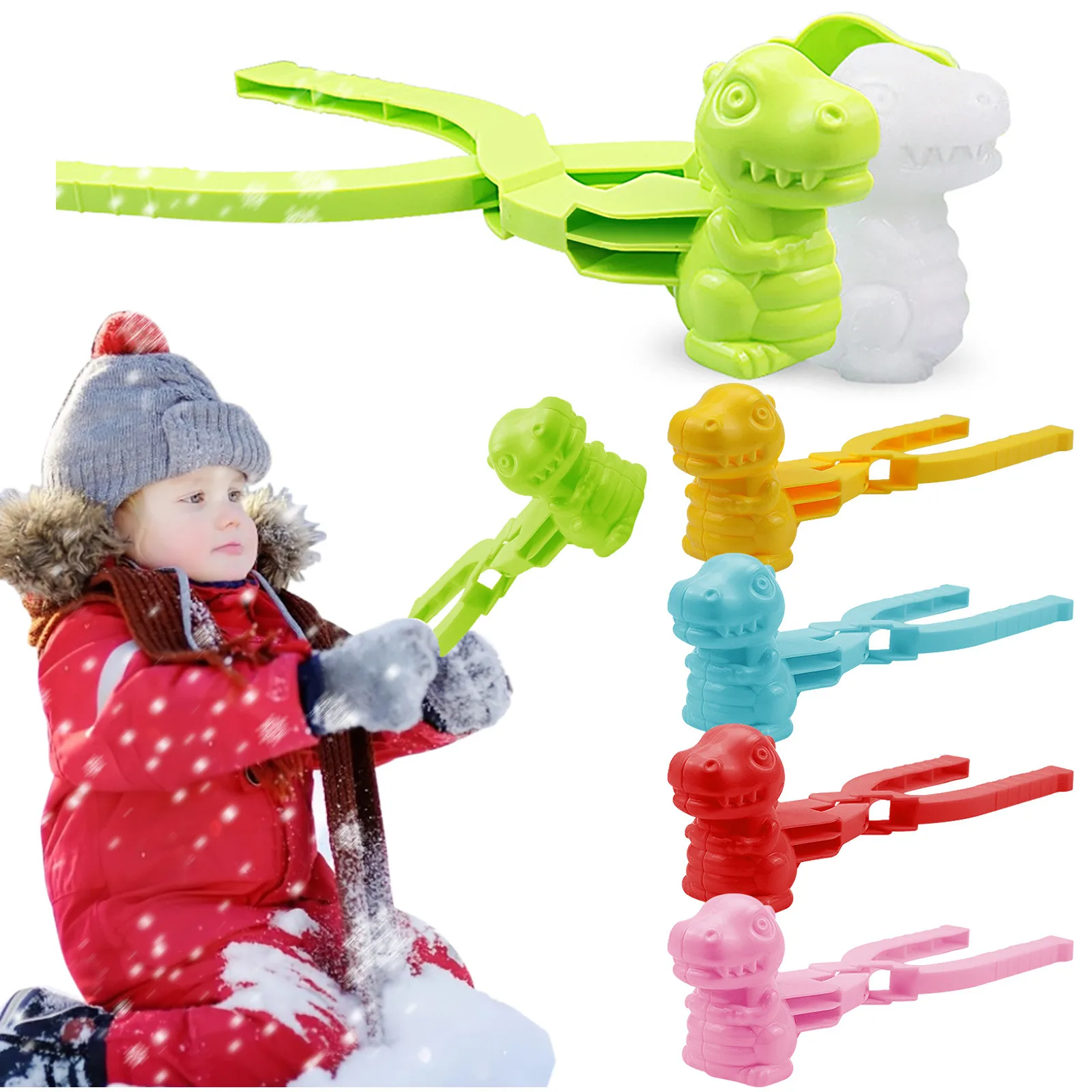 

Cute Snowman Duck Dinosaur Shape Snowball Maker Clip Tongs Kids Winter Outdoor Funny Snow Sand Mold Snowball Fight Sports Toys