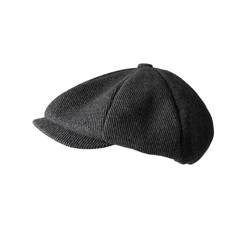 

Black Newsboy Hat Top Grade Man Newsboy Caps Octagonal Tweed Warm Winter Berets Hat Male Female Gatsby Flat Caps