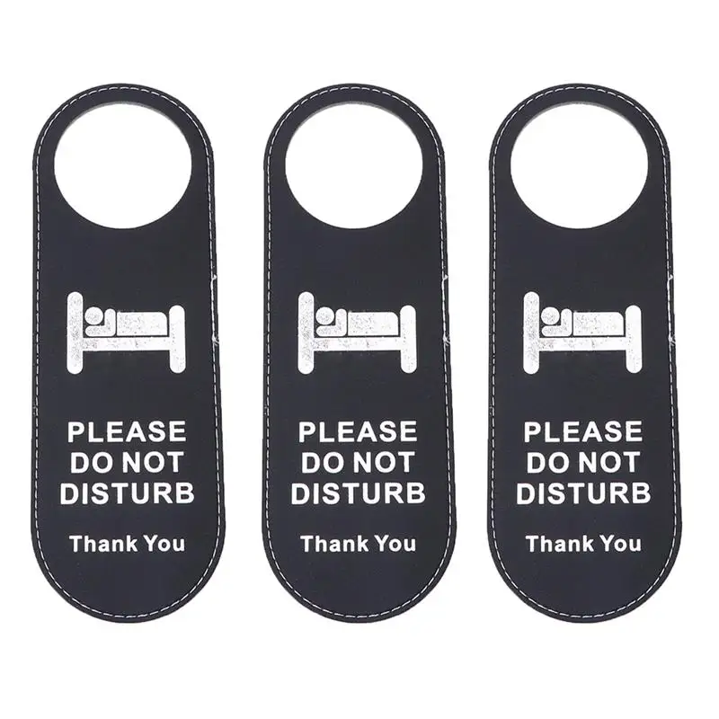 

3Pcs Delicate Hotel Hanging Tags Reminder Signs Door Reminder Signs (Black)