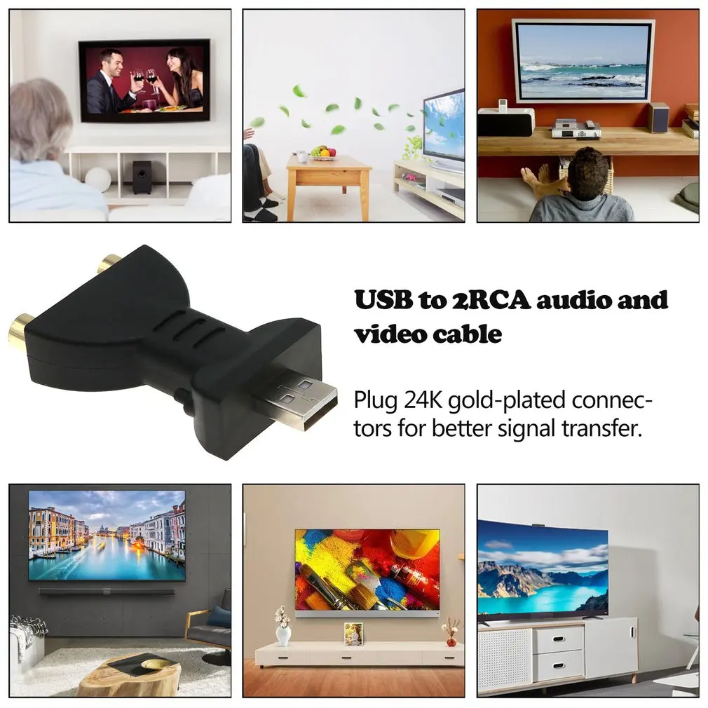 USB Gold-plated Male To 3RCA Female Audio Adapter Video AV TV Box DVD Signal Transfer Converter |