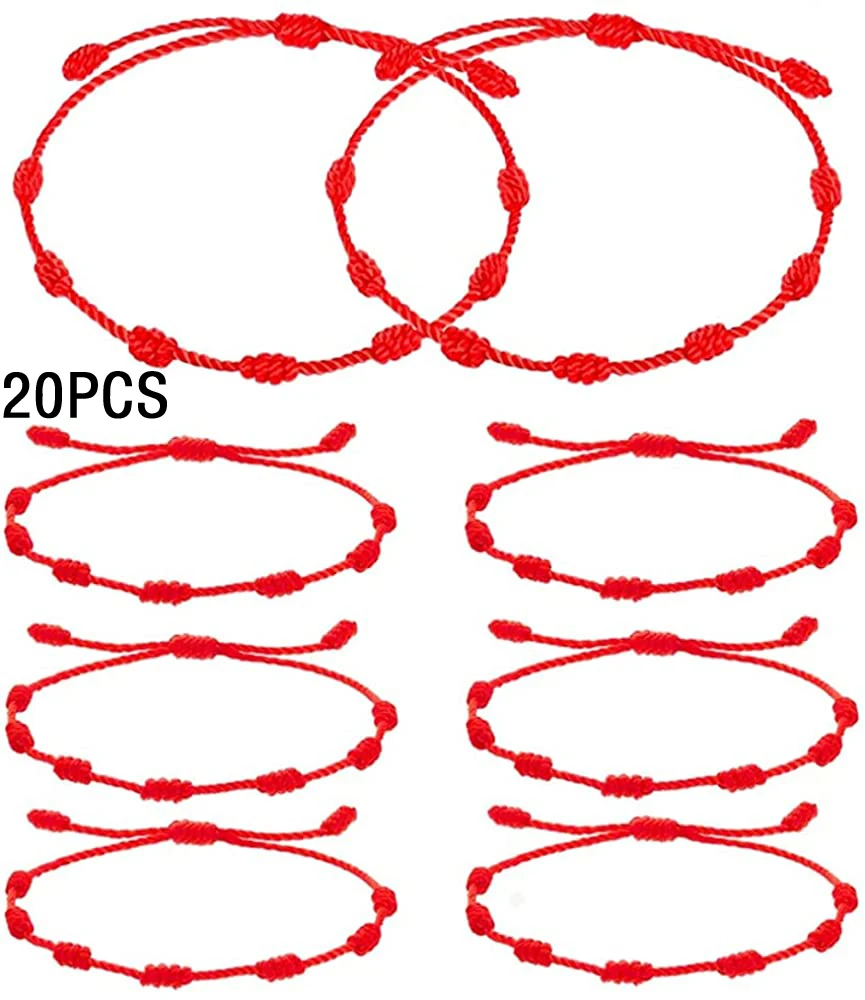 20 шт./компл. модный браслет ручной работы с 7 узлами и красными нитями для защиты