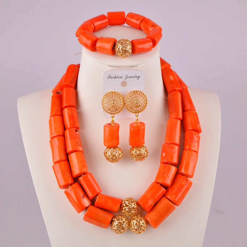 Великолепный оранжевый нигерийский Коралл набор африканских свадебных