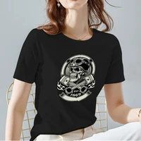 t shirts women casual all match black o neck tops harajuku skull pattern series female tee comfortable soft cloth women clothes