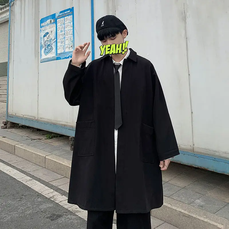 

Men's suits for spring and winter 2021 new temperament mid-length plus velvet thick suit loose casual young men's clothing