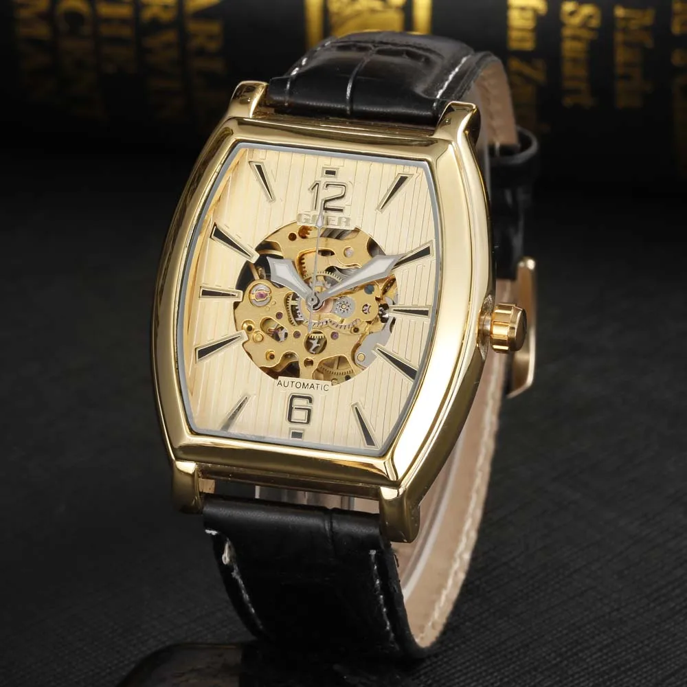 

Men Skeleton Watches Automatic Self-wind Mechanical Wristwatches Men Gold Watches Promotion Price Dropshipping Reloj Hombre