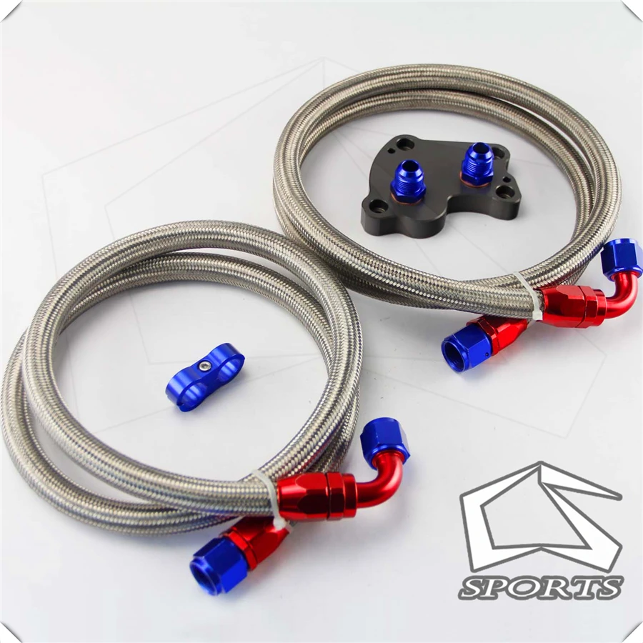 AN10 фильтр Сэндвич адаптер + нейлоновая оплетка или СС плетеная масляная линия