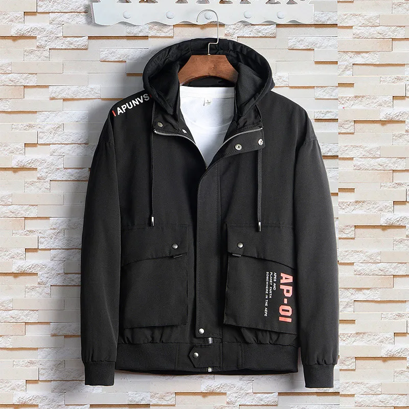 Мужские куртки осень 2019 красная уличная куртка в стиле хип хоп с большим карманом