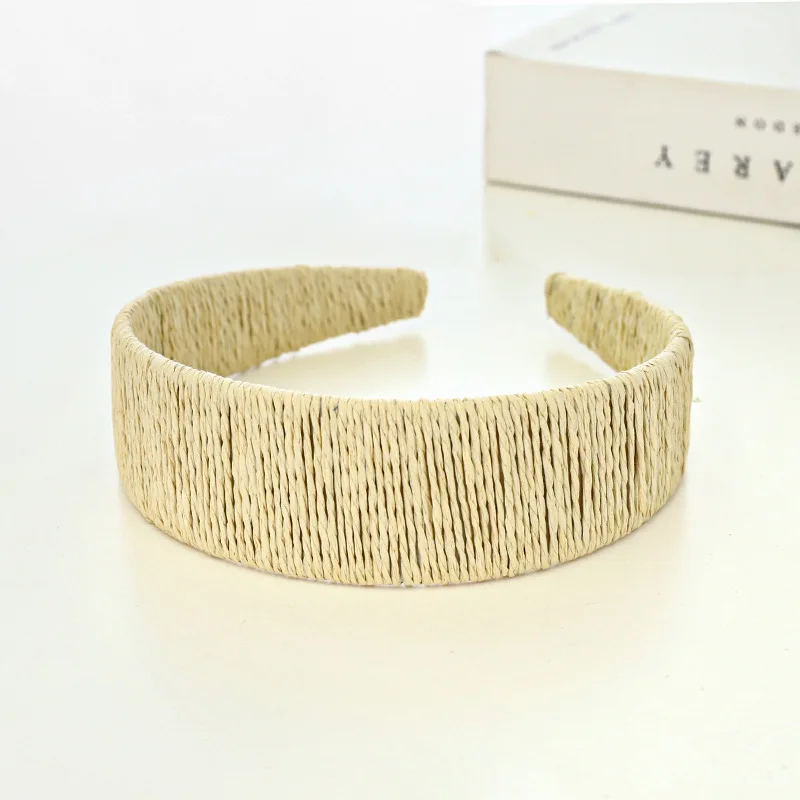 

New Style Multicolor Fashion Raffia Braided Wide Brim Ladies Hair Accessories Exquisite Headband
