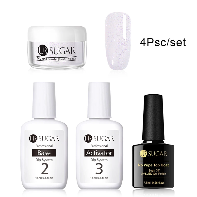 4Pcs set 13 Ur Sugar 5 мл Dip ногтей Порошковая голографическая блеск градиент Сияющий хромированный пигмент погружающийся порошок Набор для украшения ногтей DIY - Цвет: 4Pcs set 13