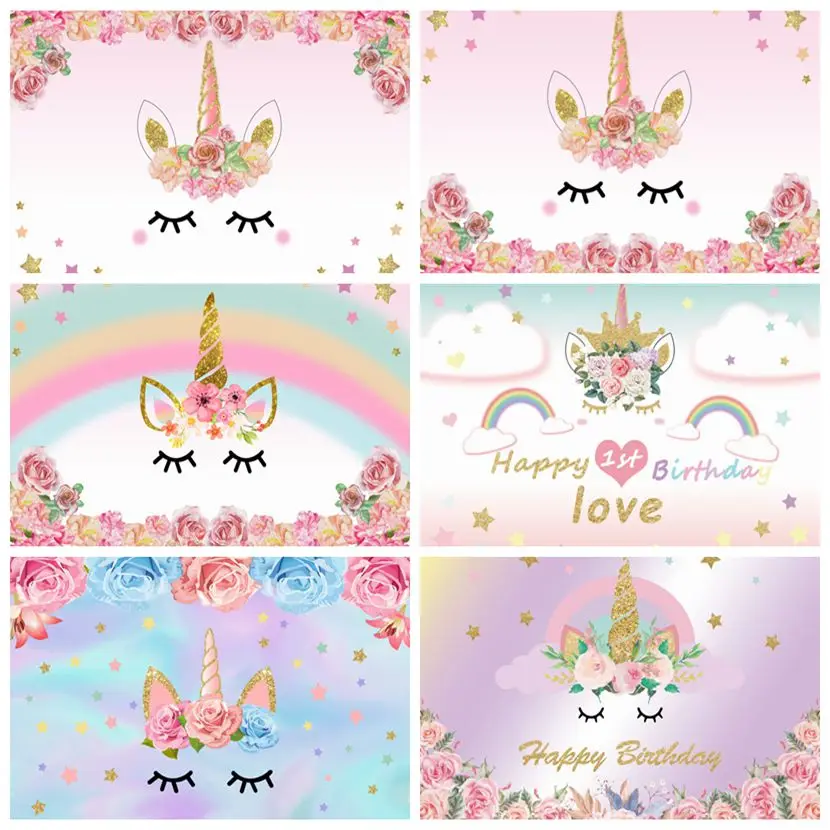 Фоны для фотосъемки Yeele с изображением розового единорога из мультфильма