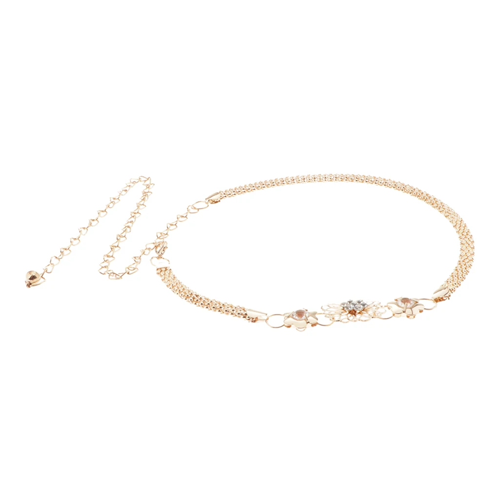 

Women Metal Chain Dress Belt Hollow Out Flower Sweater Belt Waist Chain Belt