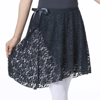 ballet skirt lace female tie one piece skirt elastic belt front short back long adult chiffon dance lyric skirt