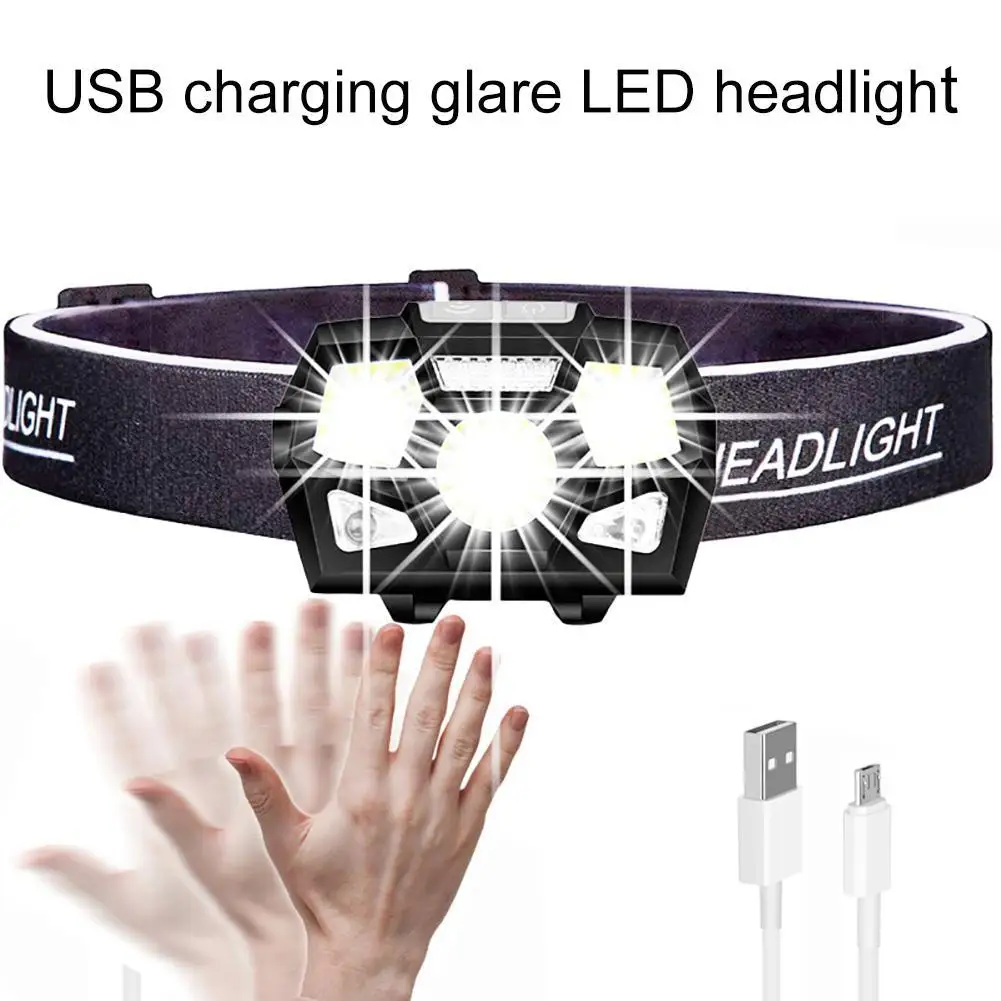 

IPX6 Waterproof 5000LM USB Rechargeable Night Fishing Camping Gesture Sensing LED Headlight Lamp