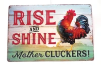 rise and shine mother cluckers metal tin sign chicken decor chicken sign funny chicken sign home decor bedroom sign 8x12 inch