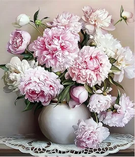 

Peony Cross Stitch Kits Crafts 14CT Unprinted Flower Peonies For Embroidered Handmade Arts Oil Painting Set Wall Home Decor