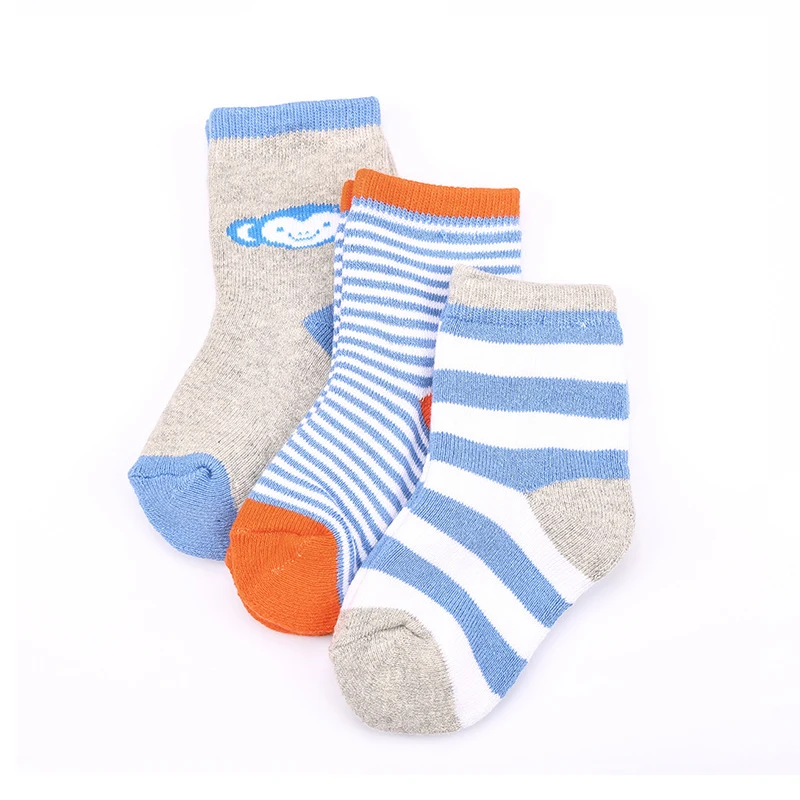 

Children 4-7 years old cotton Children socks three pairs of dress blue boy monkey models w051