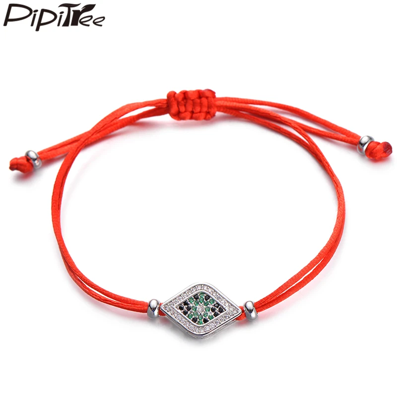 Изящный браслет Pipitree с фианитами прозрачная зеленая закрепка от сглаза модные