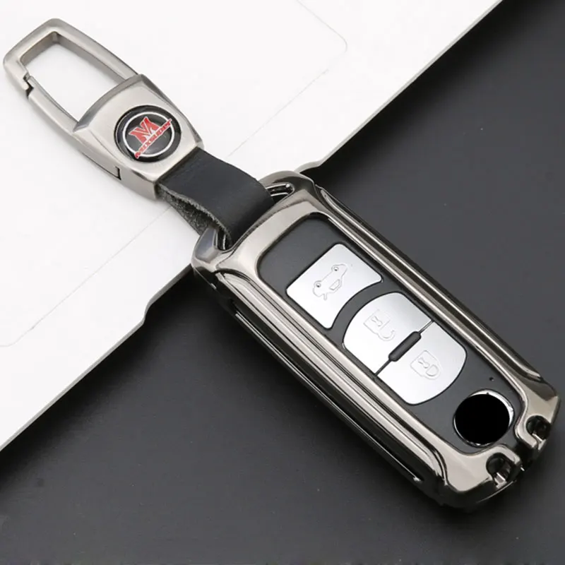 Blackbraidedbuckle Цинковый сплав кожаный чехол для ключей чехол Mazda 6 Mazda 3 2 Axela Atenza CX-5 CX5 CX-7 CX-9 - Название цвета: Blackbraidedbuckle