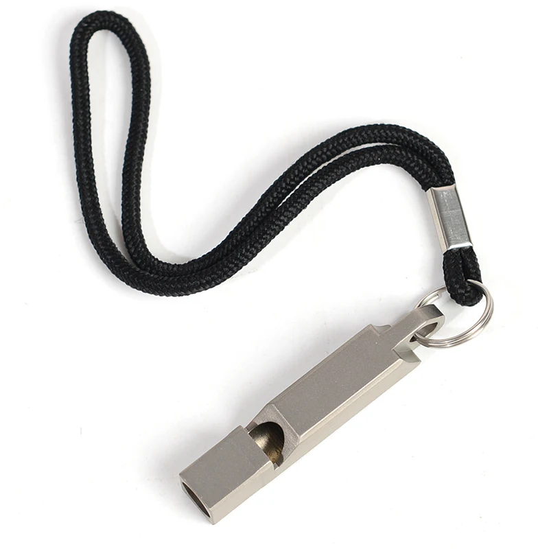 

Titanium Alloy Mini Portable 150db Double Pipe High Decibel Outdoor Camping Hiking Survival Whistle