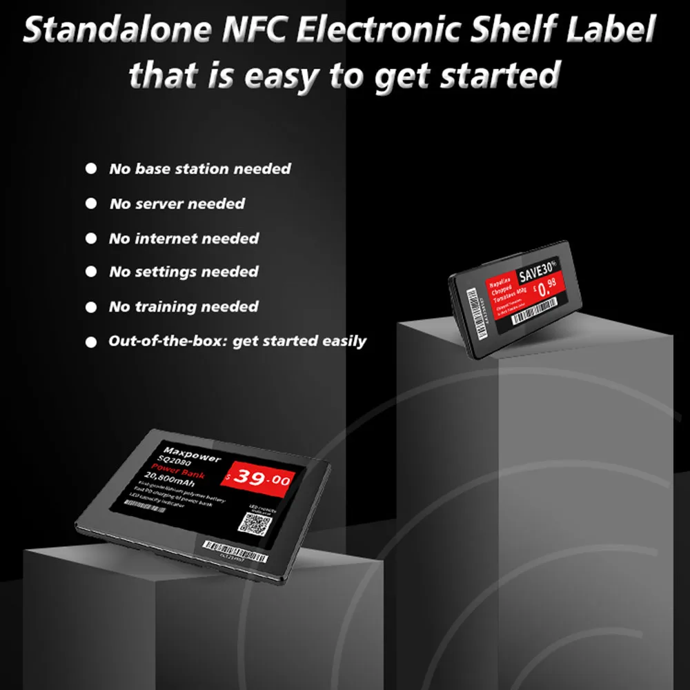 YalaTech ESL 2.9 inch Store Electronic shelf label NFC Esl Digital price tag for Intelligent store enlarge