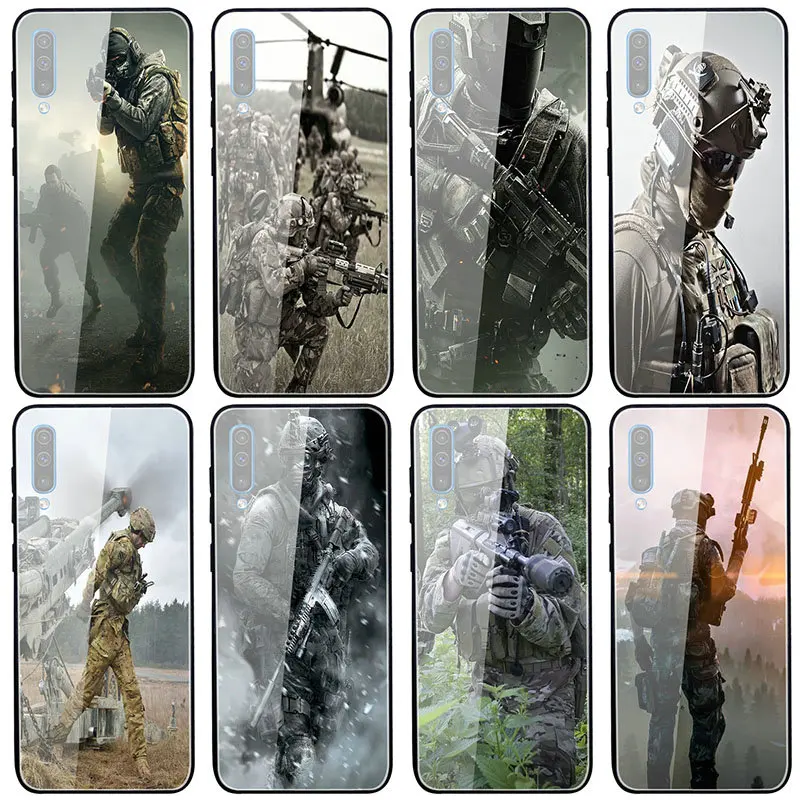 Специальный военный солдат закаленное стекло чехол для телефона Samsung Galaxy A10 A20 A40