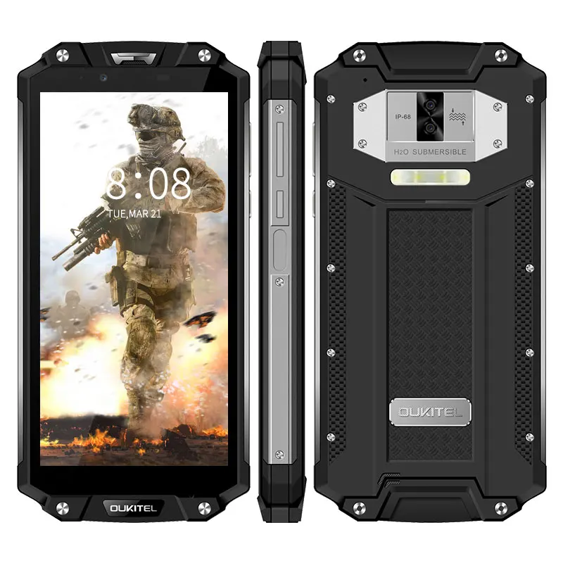 Black OUKITEL WP2 10000 мАч IP68 водонепроницаемый пылезащитный ударопрочный мобильный телефон Восьмиядерный 4 Гб 64 Гб MT6750T 6," 18:9 смартфон с отпечатком пальца - Color: Black