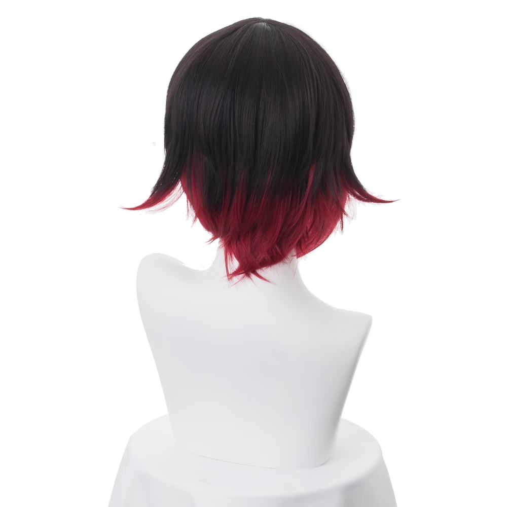 RWBY рубиновый розовый парик короткие красные прямые волосы термостойкие