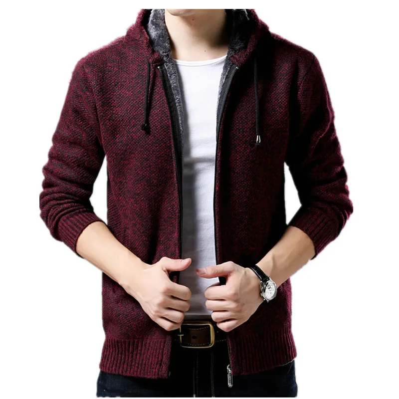Модный мужской свитер пальто утепленный зимний теплый кашемировый приталенный