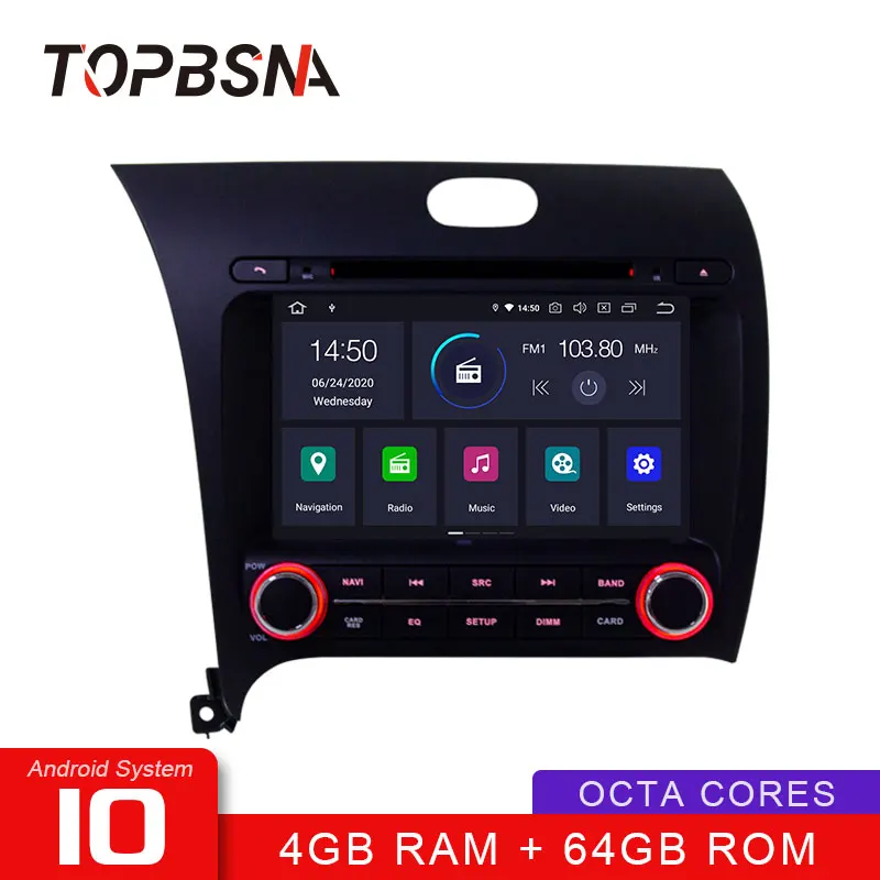 Автомобильный DVD плеер TOPBSNA Android 10 для Kia CERATO K3 FORTE 2013 2016 GPS навигация Wi Fi мультимедиа