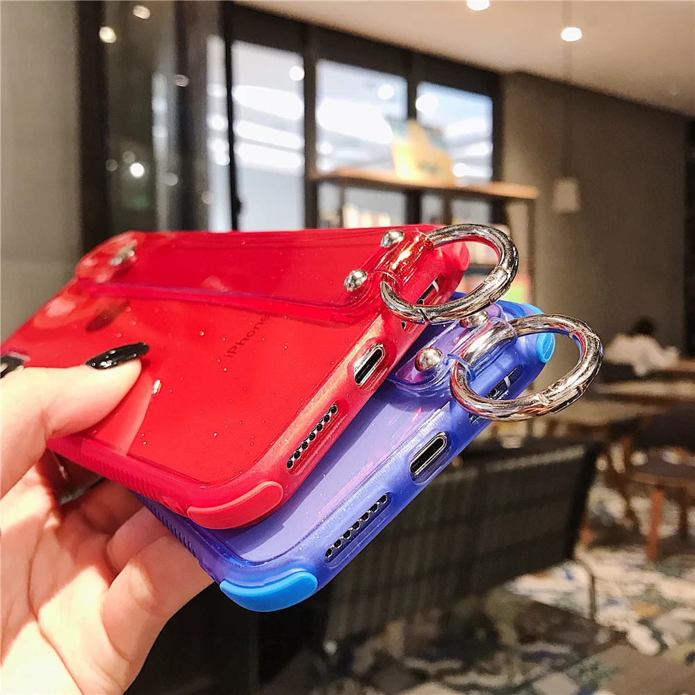 NFH Тонкий блестящий браслет ударопрочный чехол для iPhone 6 6S Plus X XS XR XS Max 7 8Plus силиконовый браслет чехол-подставка