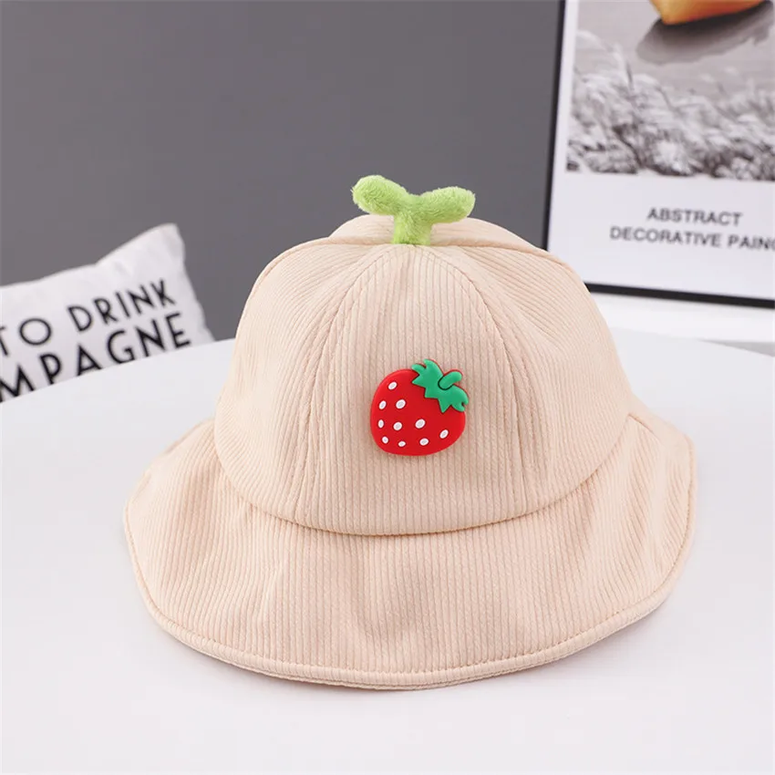 

Хлопковая шапка для малышей, детей, девочек, мальчиков, Осень-зима, новая Панама, симпатичная Кепка с фруктами, шапки для рыбаков