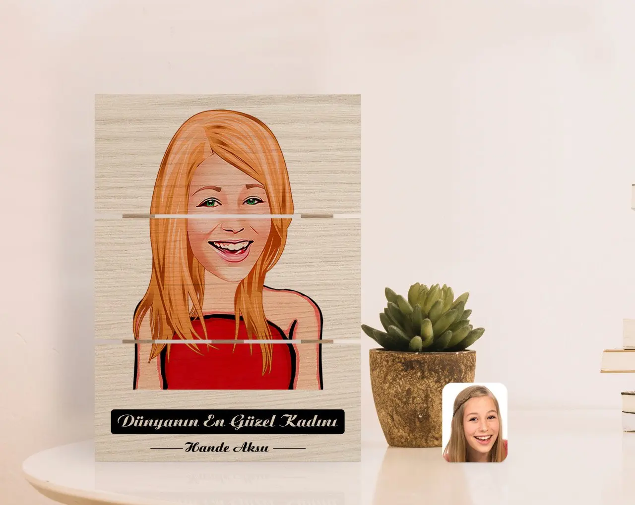 

Tailor-made The World 'S Most Beautiful Woman Caricature Of Authentic Desktop Wood Pallet Çerçeve-5