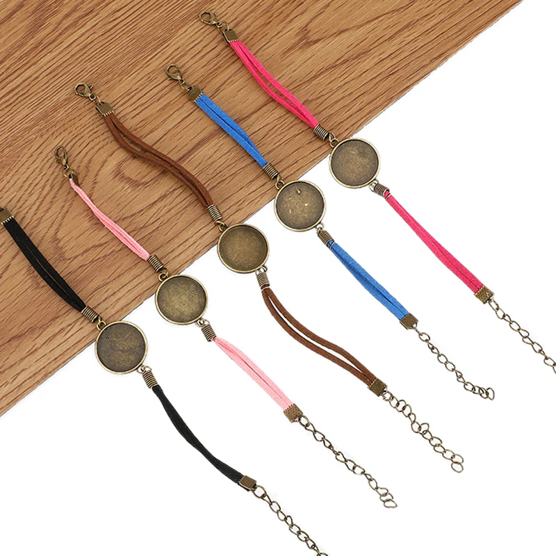 1/2 шт 20 мм кожаные браслеты Круглый Кабошон Установка Пустой Базы поднос для DIY